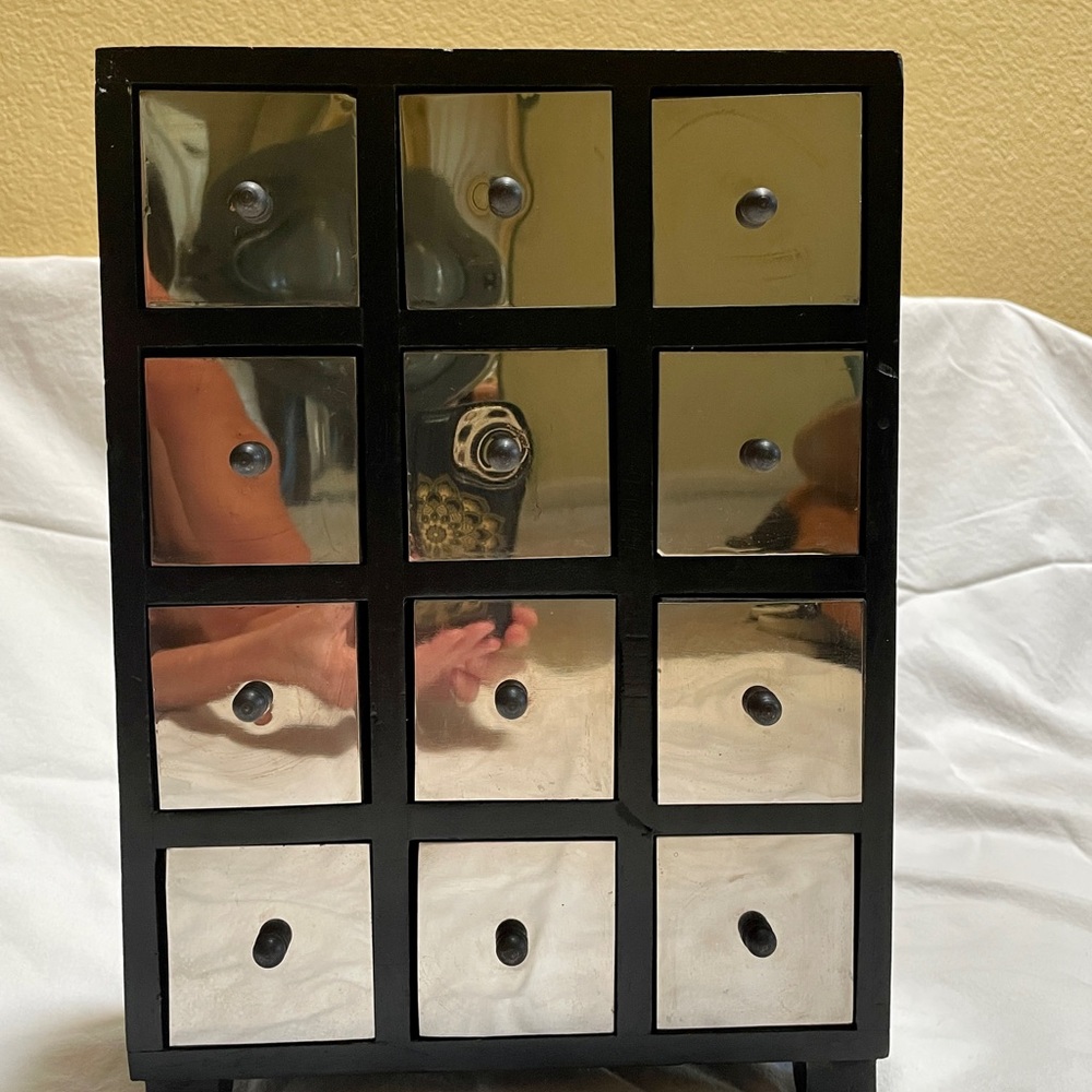Apothecary Mirror Wood Drawer Cabinet